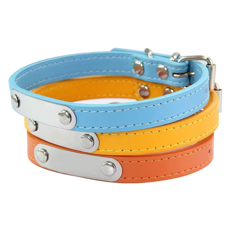 Petzrella colorful pet collar with stainless steel nameplate – side view