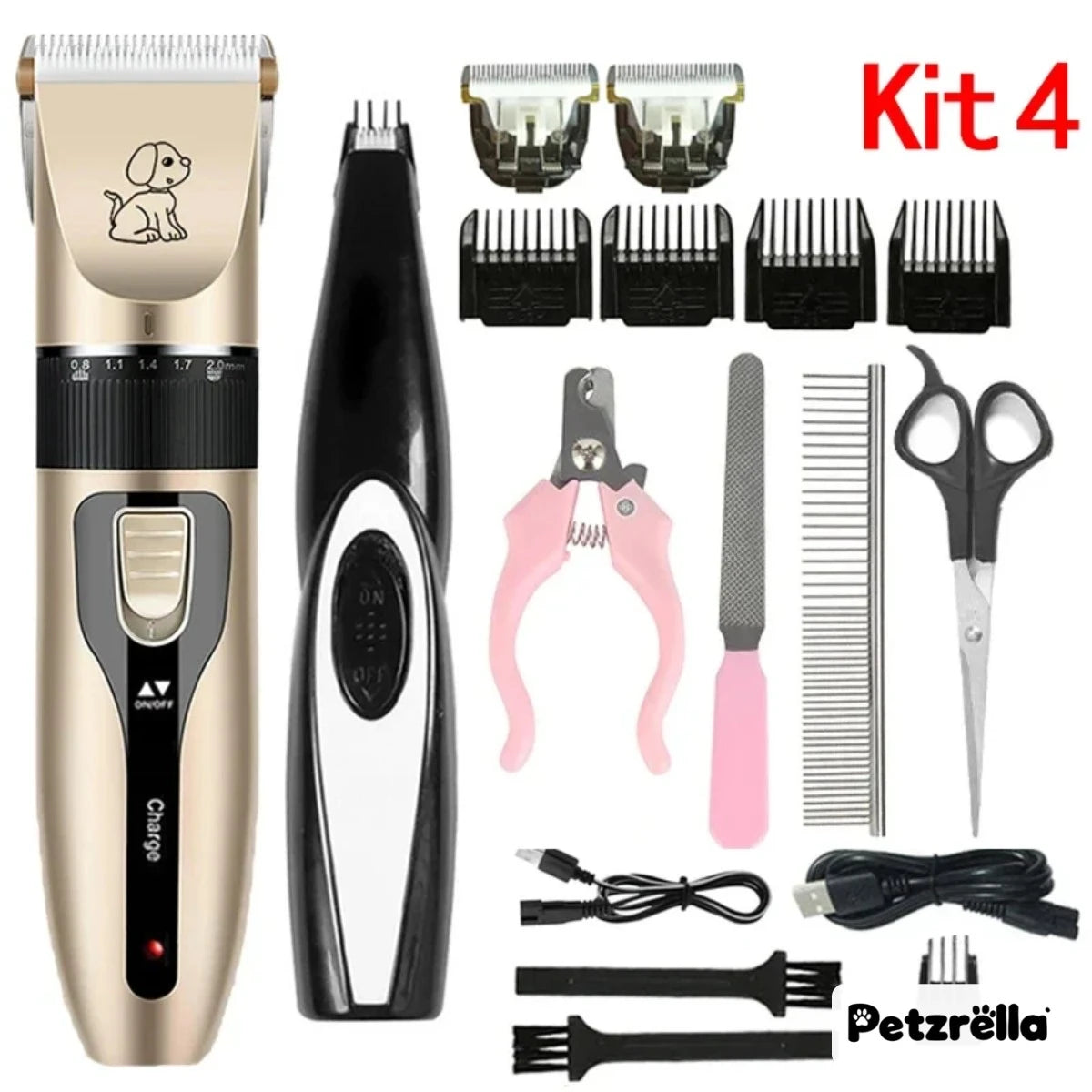 Petzrella Quiet Dog Clipper Kit – Rechargeable Grooming Set