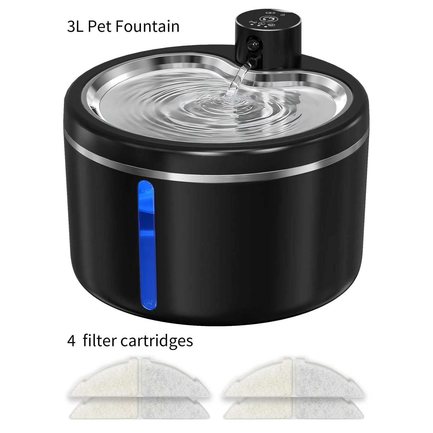 Petzrella 3L Smart Cat Water Fountain – 4000mAh, Auto Sensor & Multi-Filter
