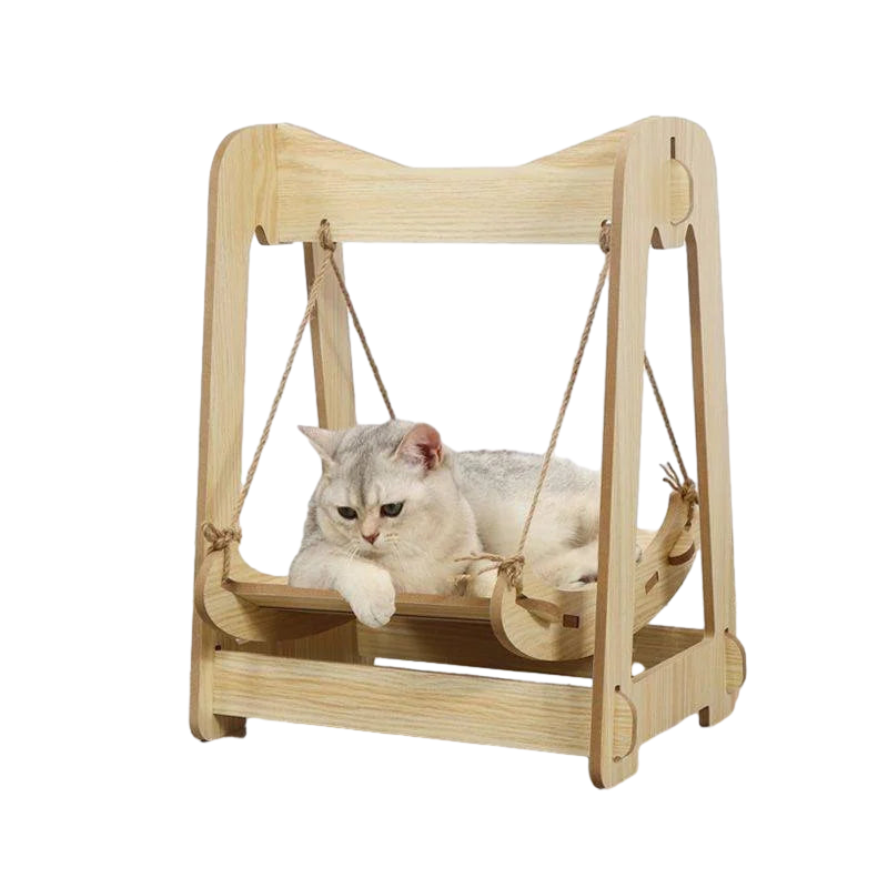 Petzrella Hänge-Katzenbett aus Holz – Modernes Schaukelbett