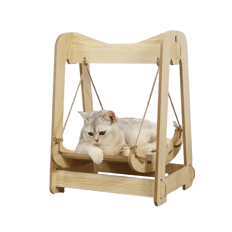 Petzrella Wooden Cat Swing Bed – Modern Hanging Lounge Frame - Petzrella Kft.