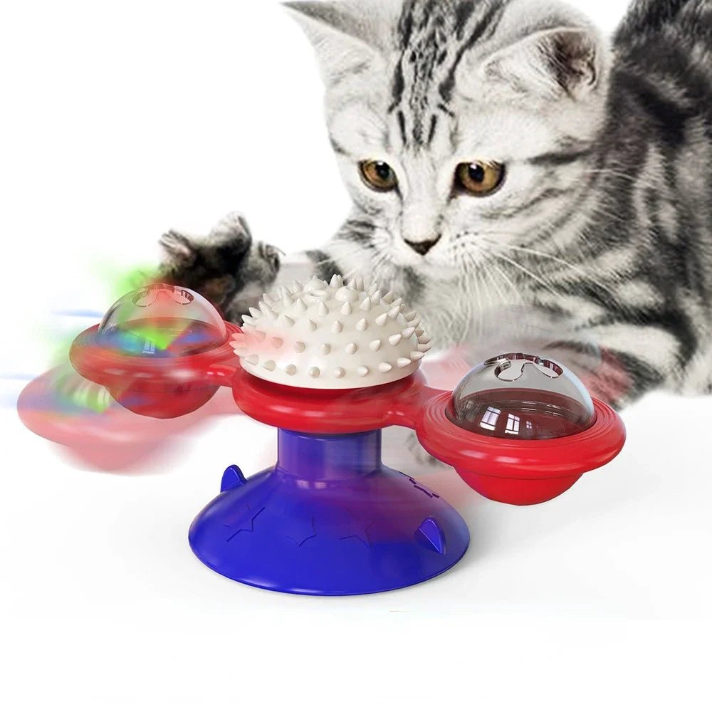 Petzrella Interactive Windmill Cat Toy with LED Light & Spinning Base - Petzrella Kft.