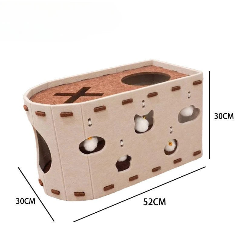 2-in-1 Felt Cat Cave Bed & Scratching House