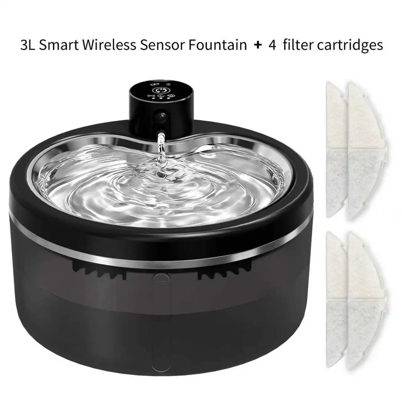 Petzrella 3L kabelloser Katzenbrunnen mit Edelstahlschale und Smart Sensor