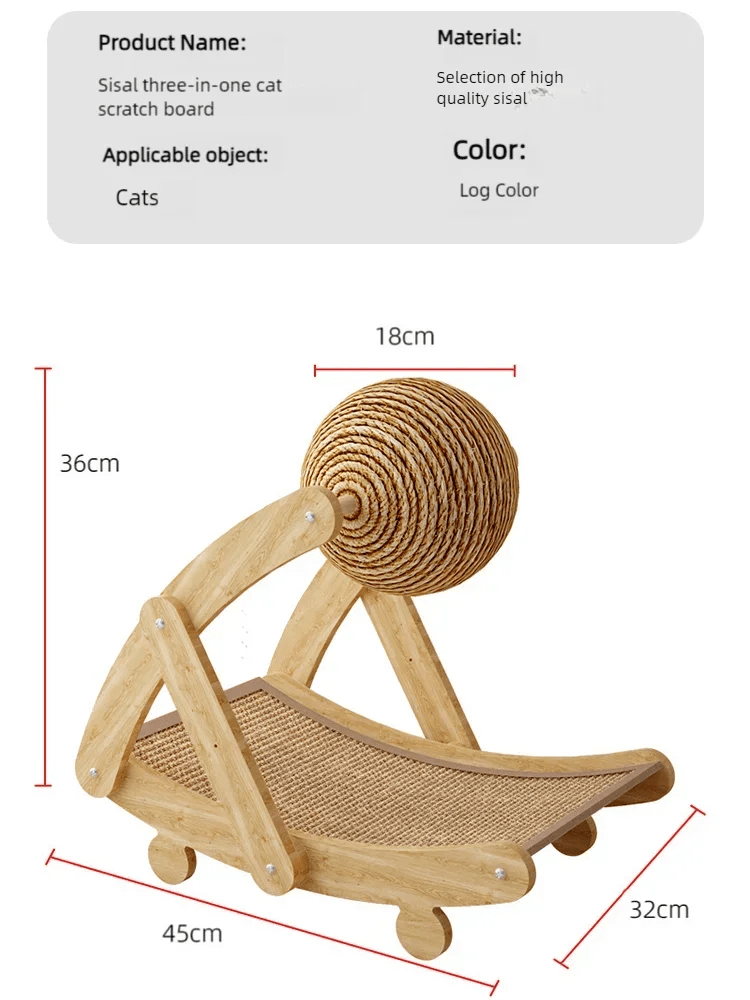 Petzrella 2-in-1 Sisal Wooden Cat Scratcher - Petzrella Kft.