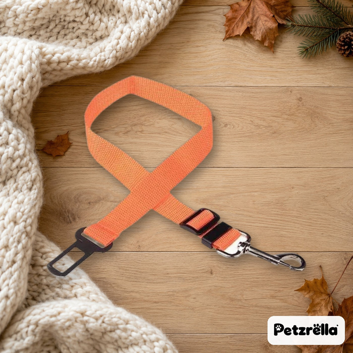 Petzrella Safe Travel Seatbelt Leash in Orange