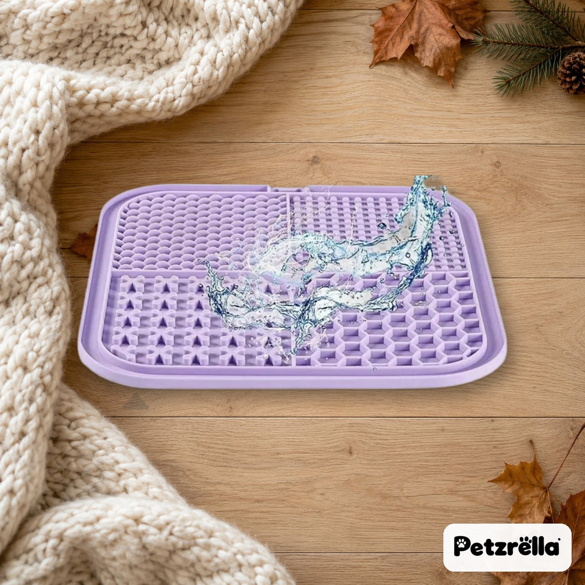 Petzrella Slow Feeder Lick Mat in Purple, easy to rinse