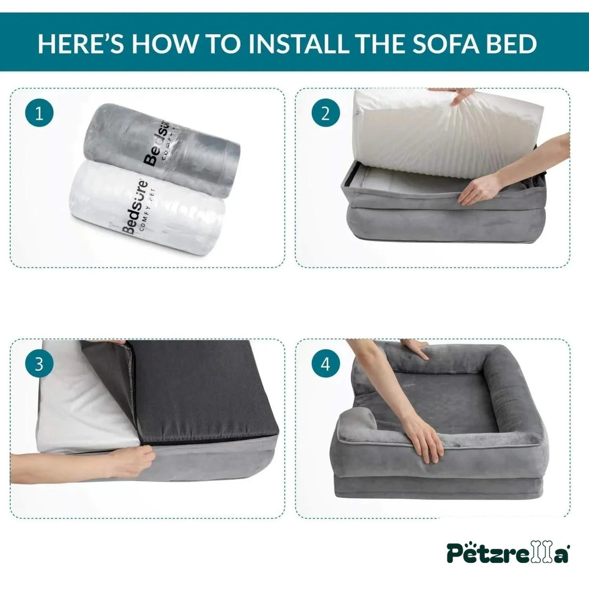 Petzrella XL Waterproof Orthopedic Dog Sofa Bed with Cushion Foam – view 3