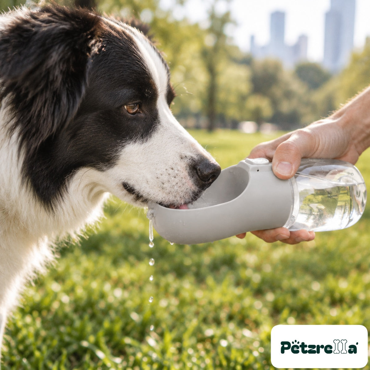 Petzrella Portable Pet Water Bottle in grey