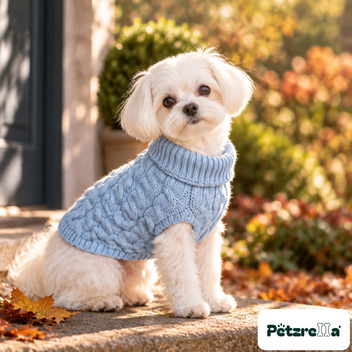 Petzrella Knitted Dog Sweater in blue