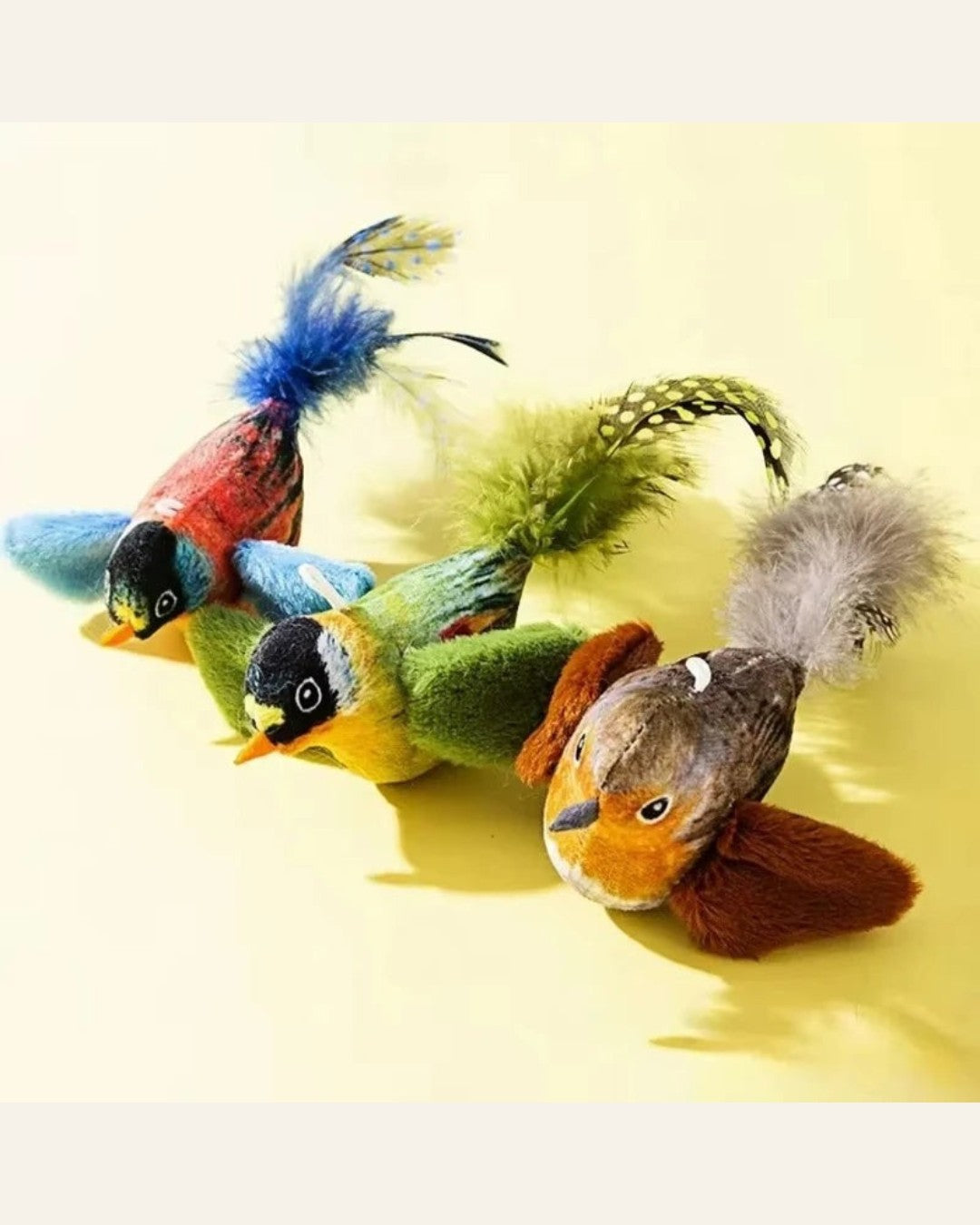 Petzrella Motion-Activated Chirping Plush Bird Toy for Cats