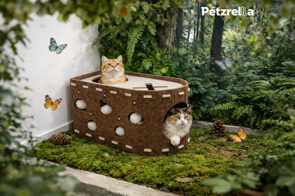 Petzrella 2-in-1 Filz-Katzenhöhle & Kratzhaus