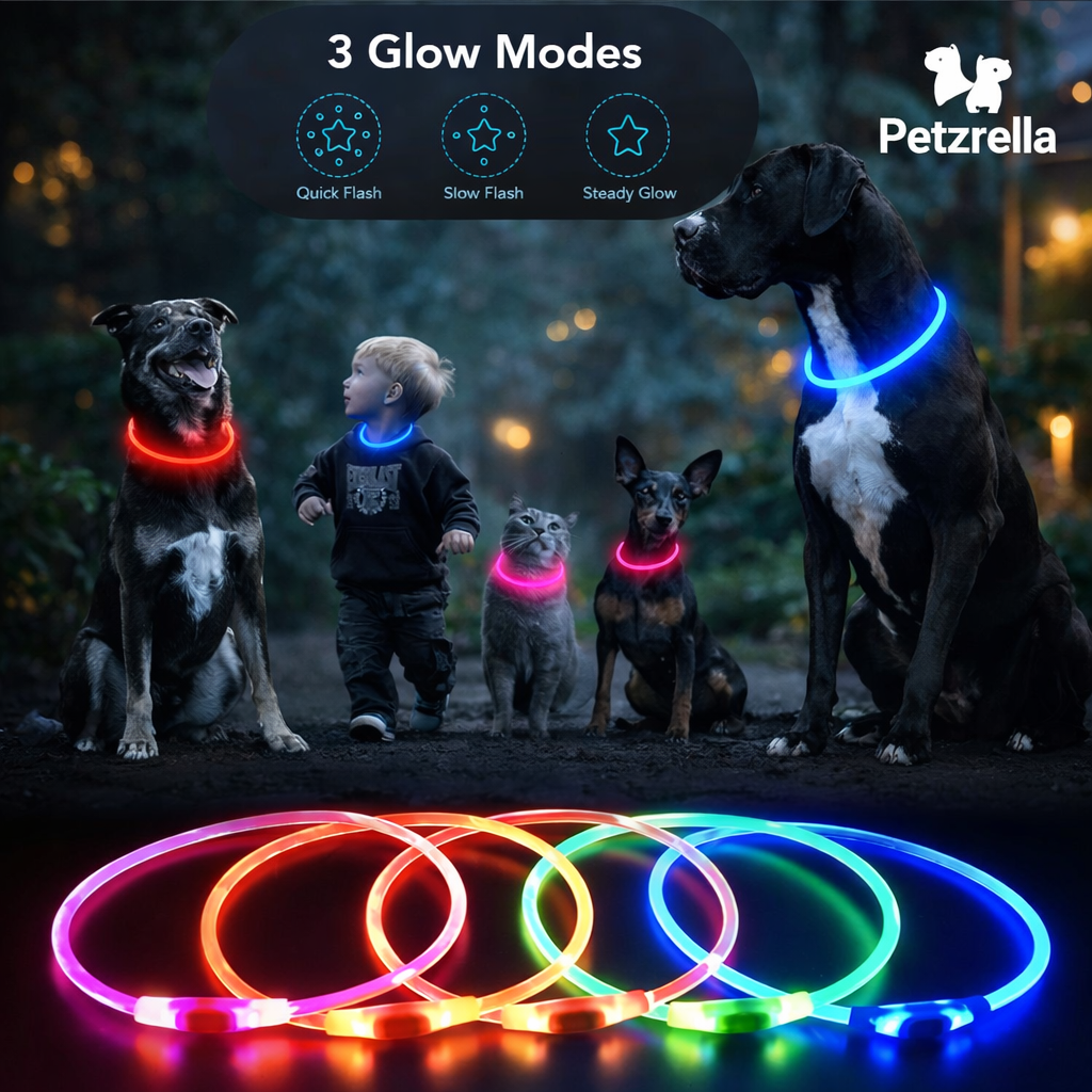 Petzrella Wiederaufladbares LED-Hundehalsband