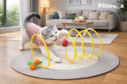 Interactive Cat Play Tunnel with Hanging Plush & Feather Toys