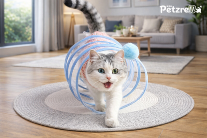 Interactive Cat Play Tunnel with Hanging Plush & Feather Toys
