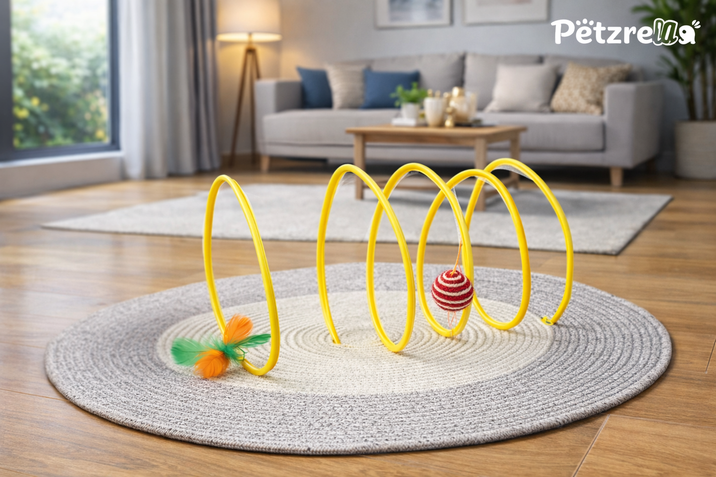 Interactive Cat Play Tunnel with Hanging Plush & Feather Toys