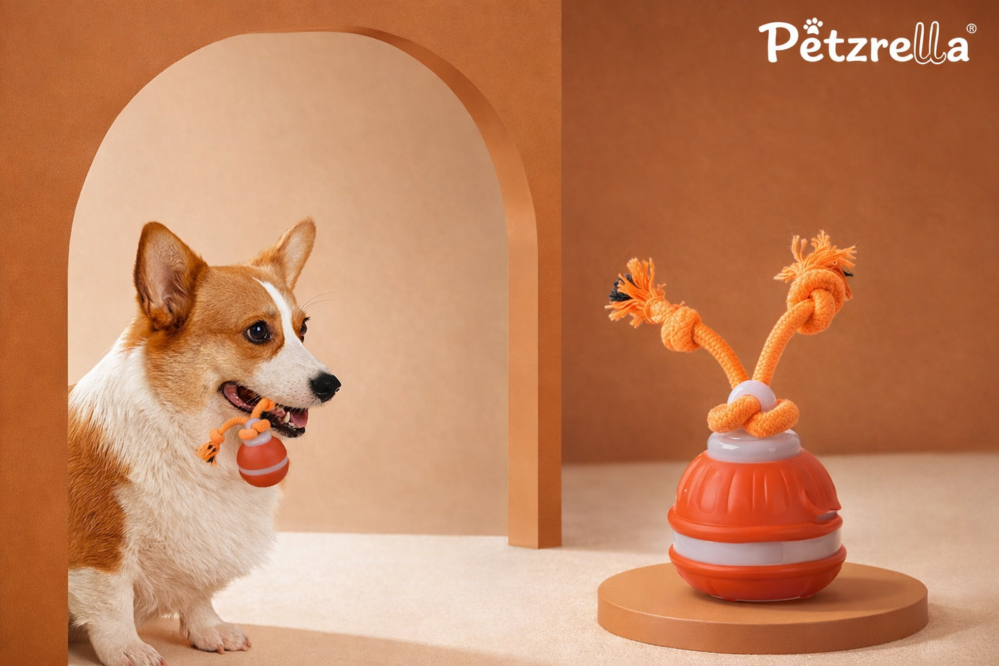 Interactive Rolling Dog Toy – Smart Motion Ball with Rope Tails