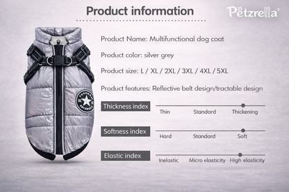 Petzrella Winterhundejacke mit integriertem Geschirr – wasserdicht & warm (S–5XL)