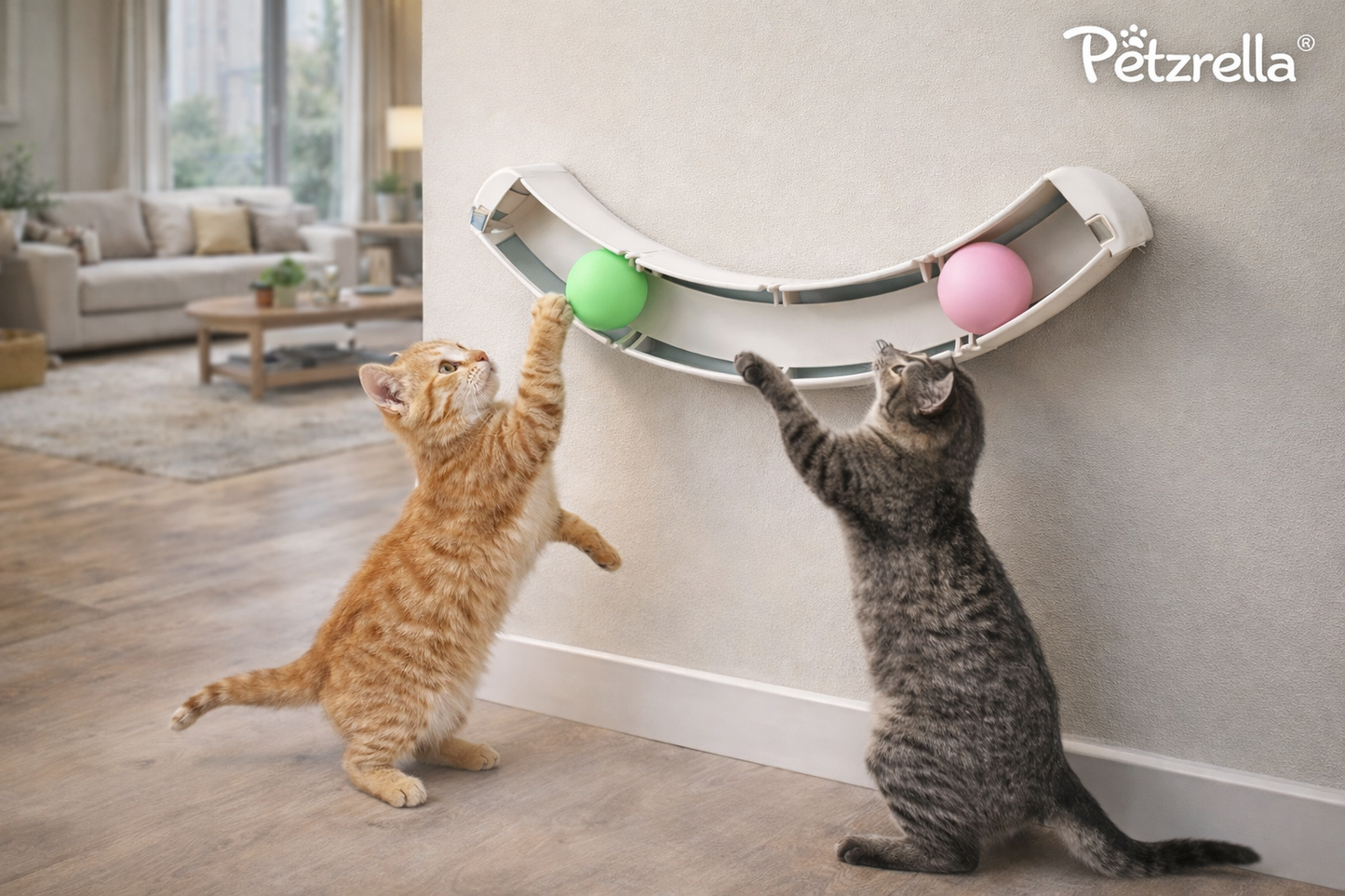 Wall Track Rolling Ball Toy – Self-Play Enrichment for Indoor Cats