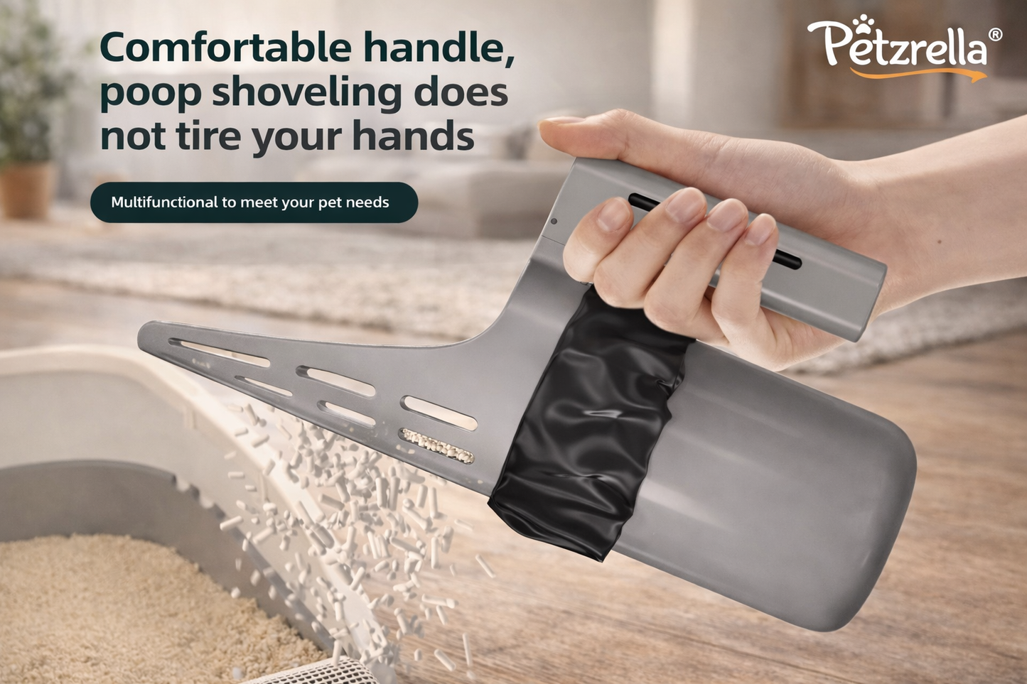 No-Touch Cat Litter Scoop – Hygienic Built-In Bag System