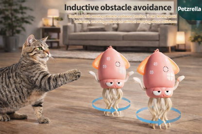 Electric Interactive Octopus Toy with Obstacle Avoidance for Cats