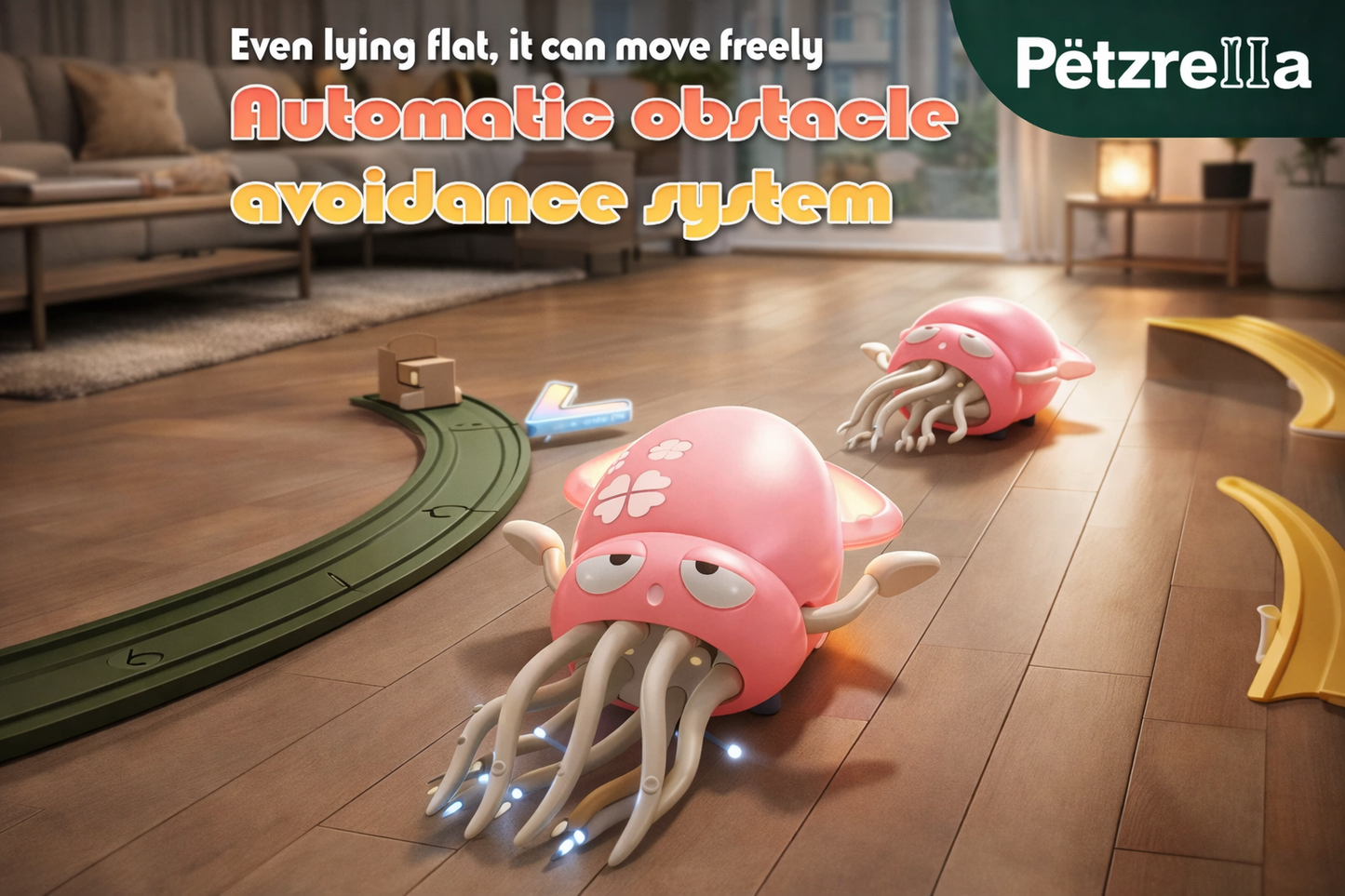 Electric Interactive Octopus Toy with Obstacle Avoidance for Cats