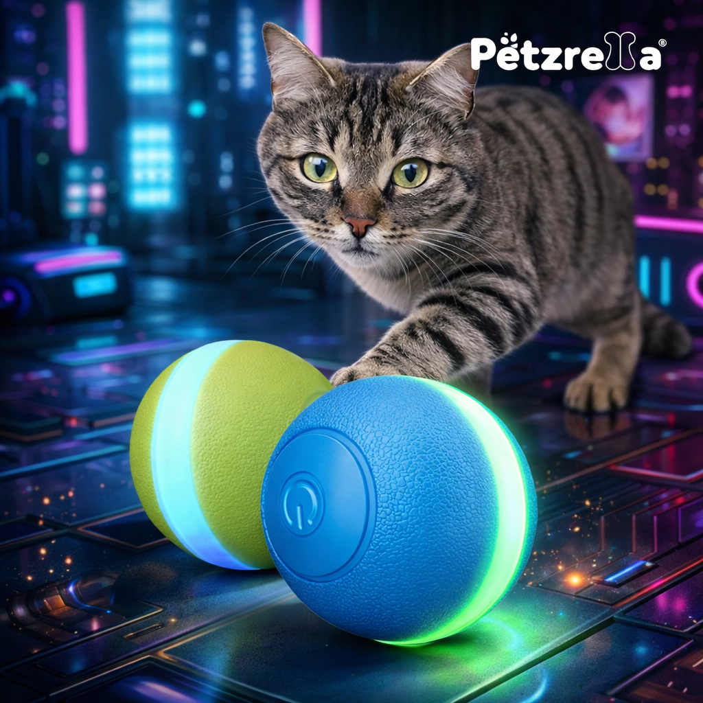 Petzrella Selbstspielender LED-Bewegungsball für Katzen & Hunde