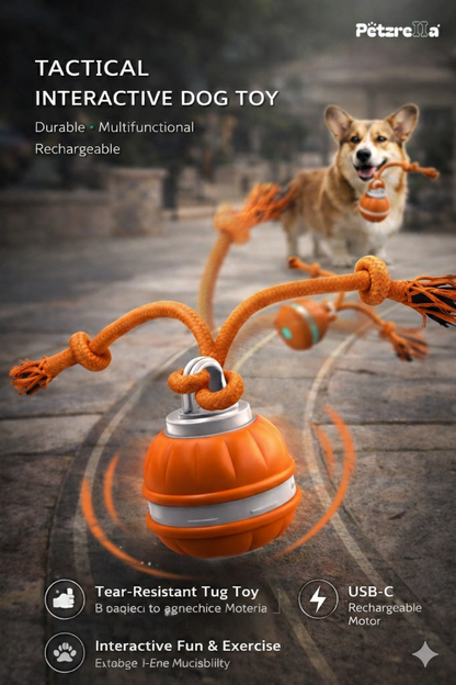 Interactive Rolling Dog Toy – Smart Motion Ball with Rope Tails