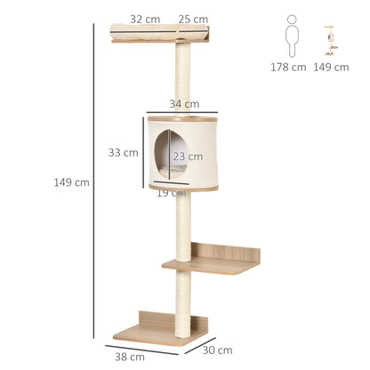 Petzrella Wall-Mounted Cat Tree with Platforms & Scratching Posts
