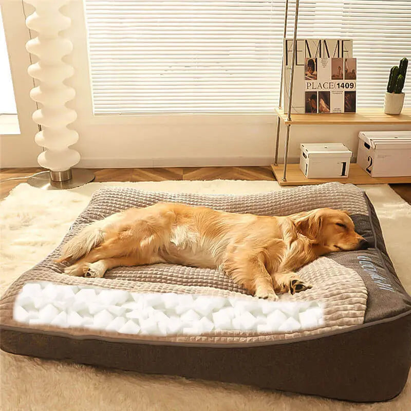 Petzrella XXL Luxuriöses Orthopädisches Hunde- & Katzenbett mit waschbarem Kunstfellbezug