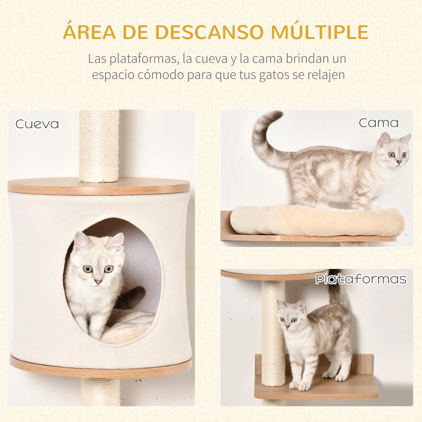 Petzrella Wall-Mounted Cat Tree with Platforms & Scratching Posts