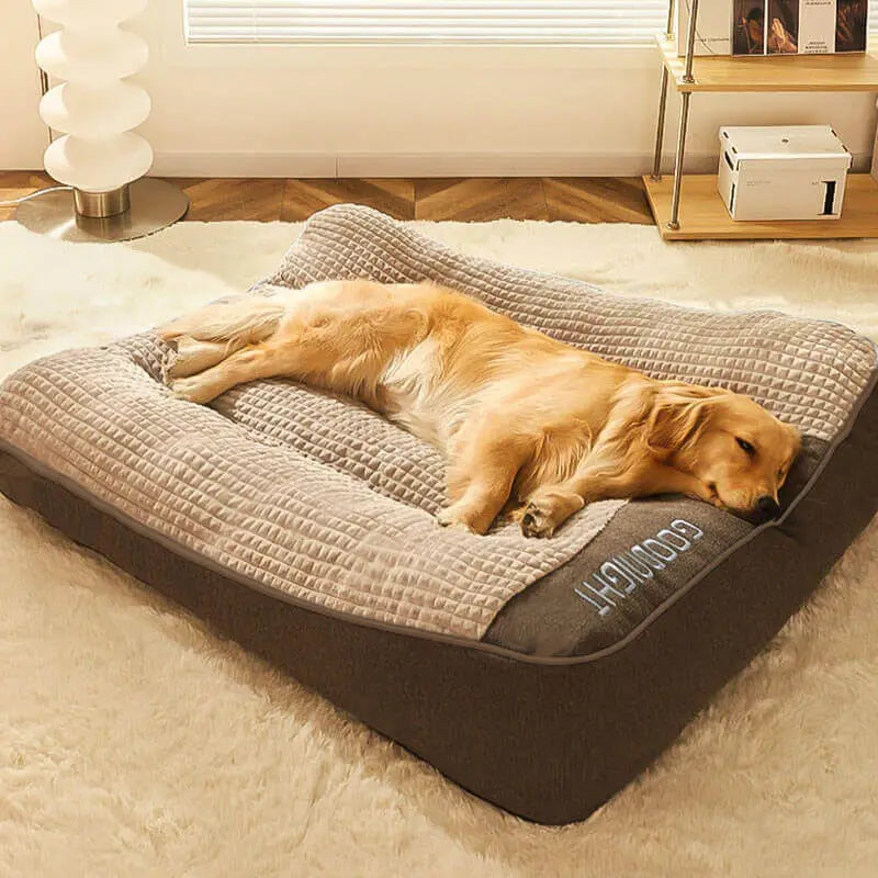 Petzrella XXL Luxuriöses Orthopädisches Hunde- & Katzenbett mit waschbarem Kunstfellbezug