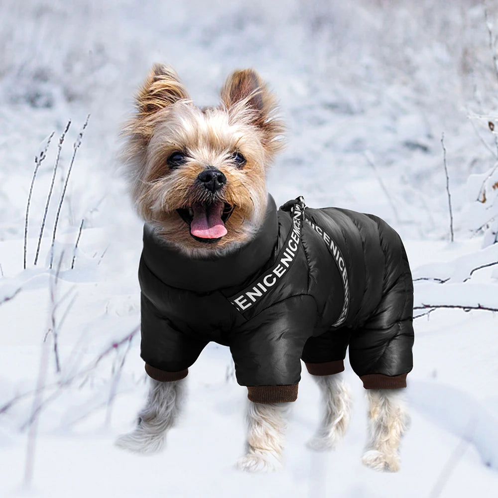 Waterproof Winter Dog Jumpsuit with Harness Straps