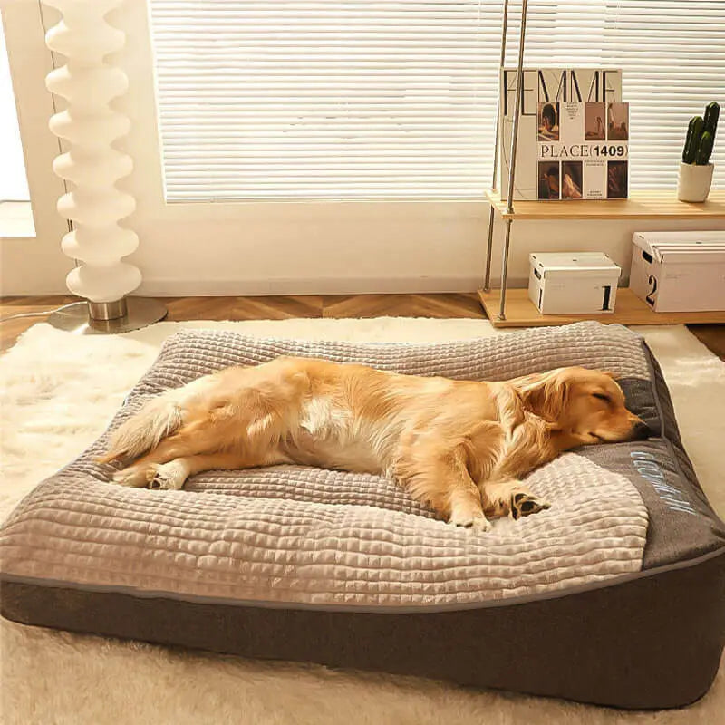 Petzrella XXL Luxuriöses Orthopädisches Hunde- & Katzenbett mit waschbarem Kunstfellbezug