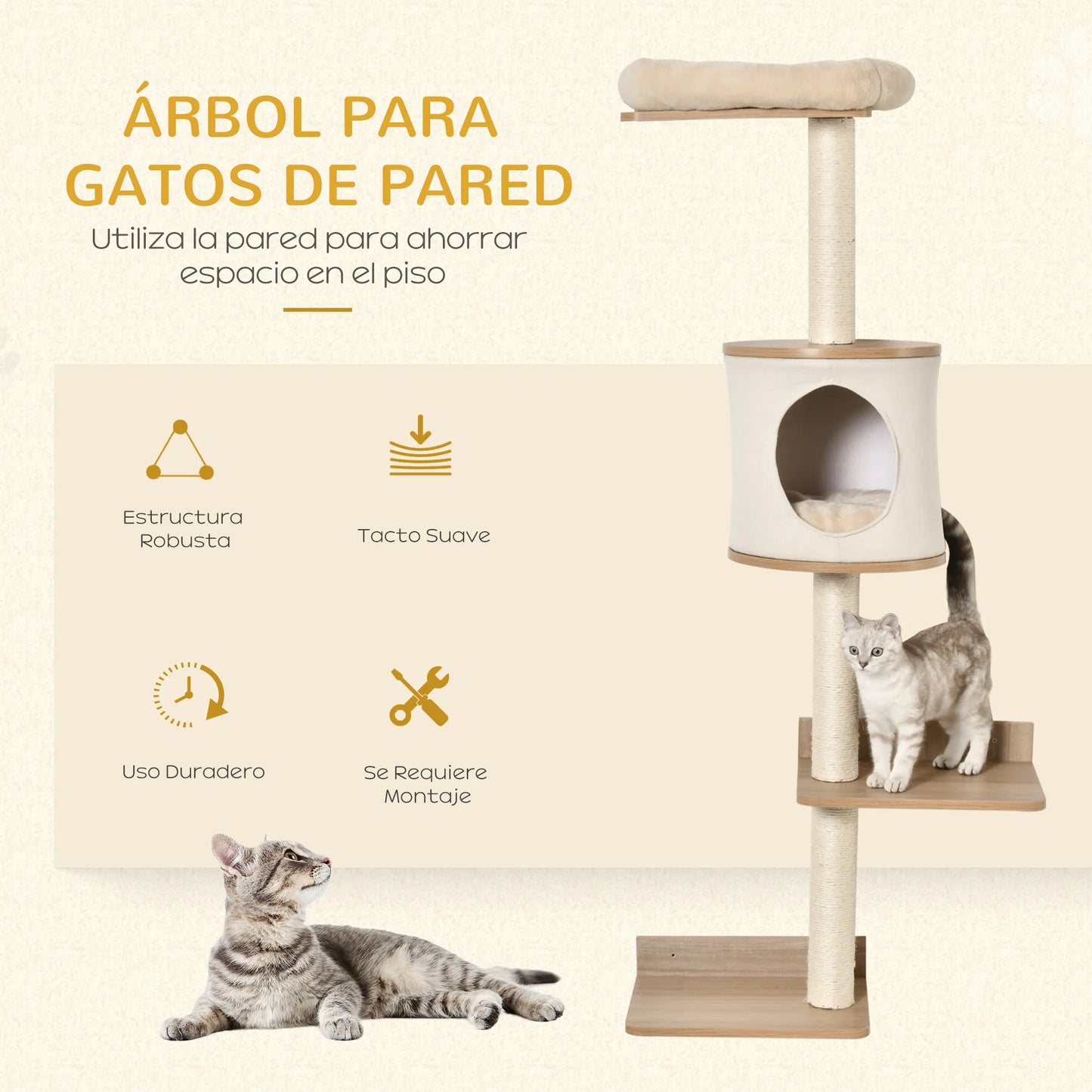 Petzrella Wall-Mounted Cat Tree with Platforms & Scratching Posts