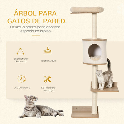 Petzrella Wall-Mounted Cat Tree with Platforms & Scratching Posts