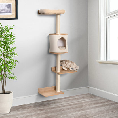 Petzrella Wall-Mounted Cat Tree with Platforms & Scratching Posts