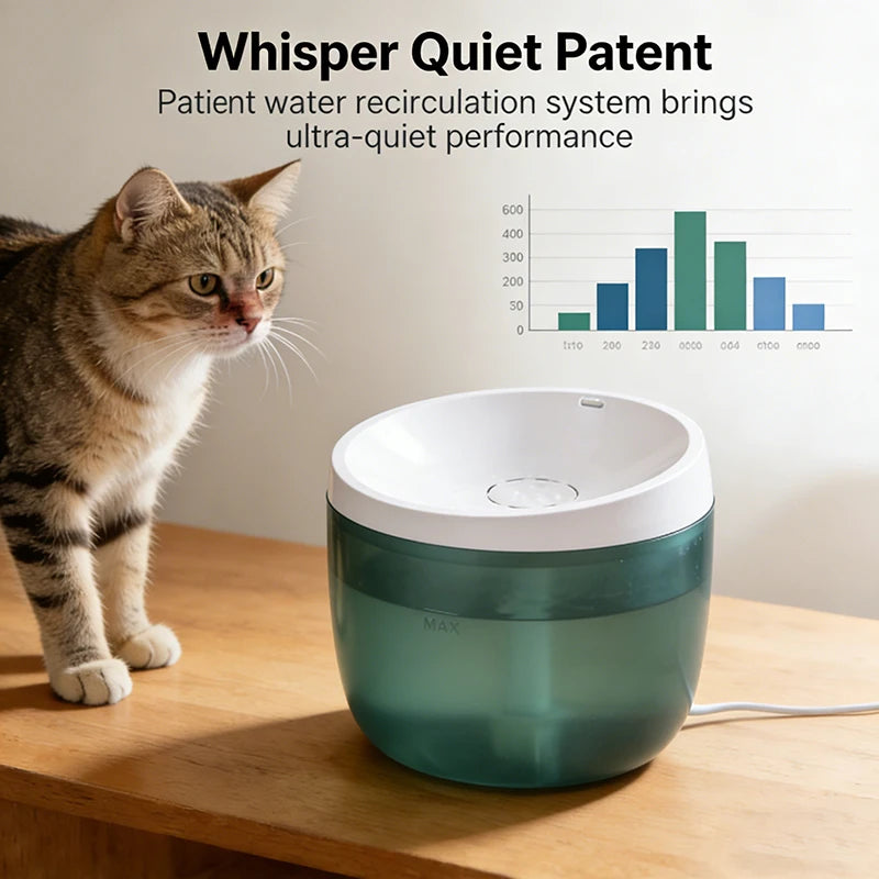 Petzrella 3L Automatic Cat Water Fountain with Filter & Quiet Pump