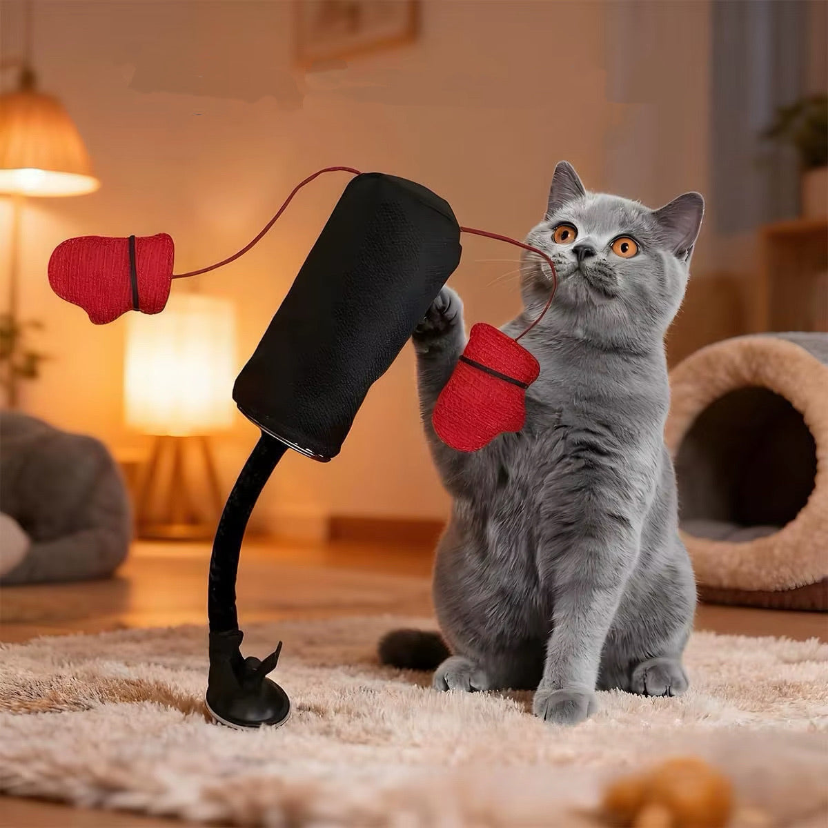 Interactive Cat Boxing Toy with Strong Suction Cup Base