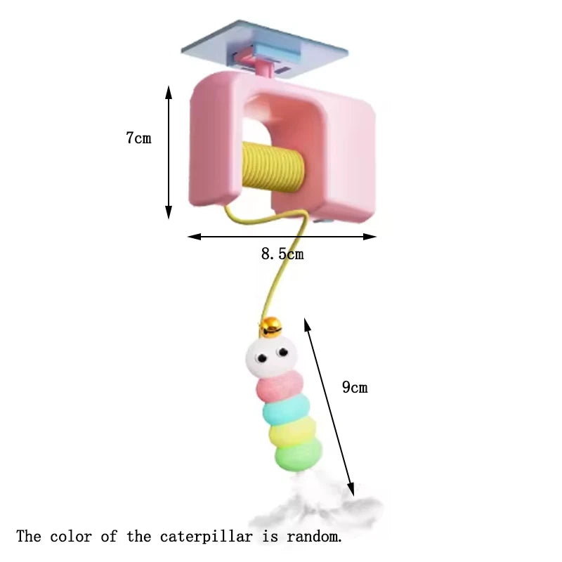 Electric Hanging Cat Teaser Toy with Feather Caterpillar