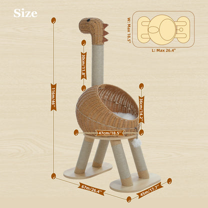 Petzrella Sisal-Dinosaurier mit Plüschkissen Rattan-Nest