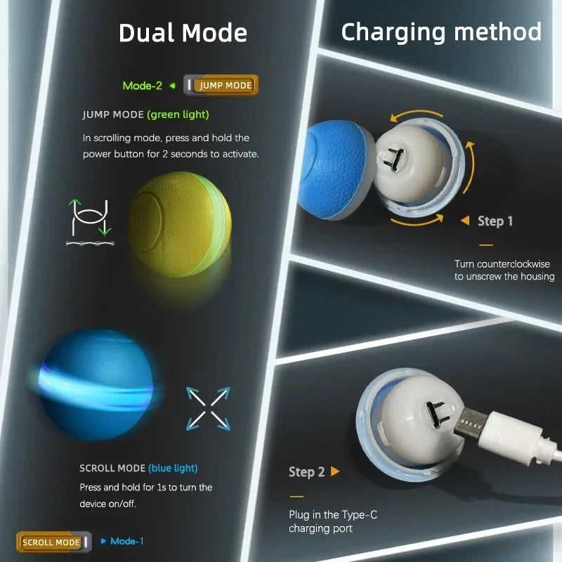 Intelligent Rechargeable Cat Toy Ball with Dual Play Modes