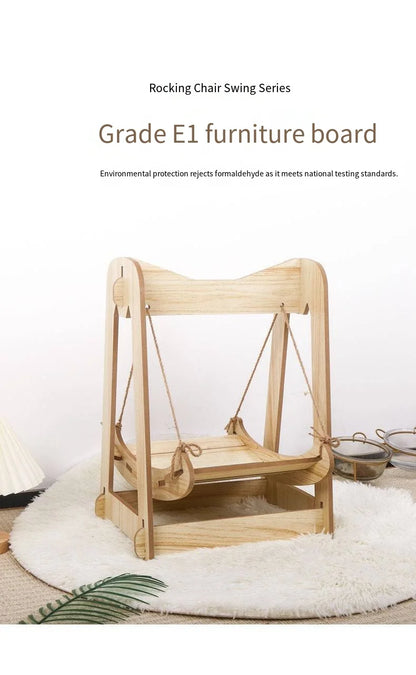 Petzrella Hänge-Katzenbett aus Holz – Modernes Schaukelbett