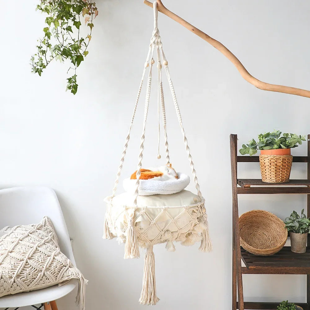 Hanging Cotton Cat Hammock Bed