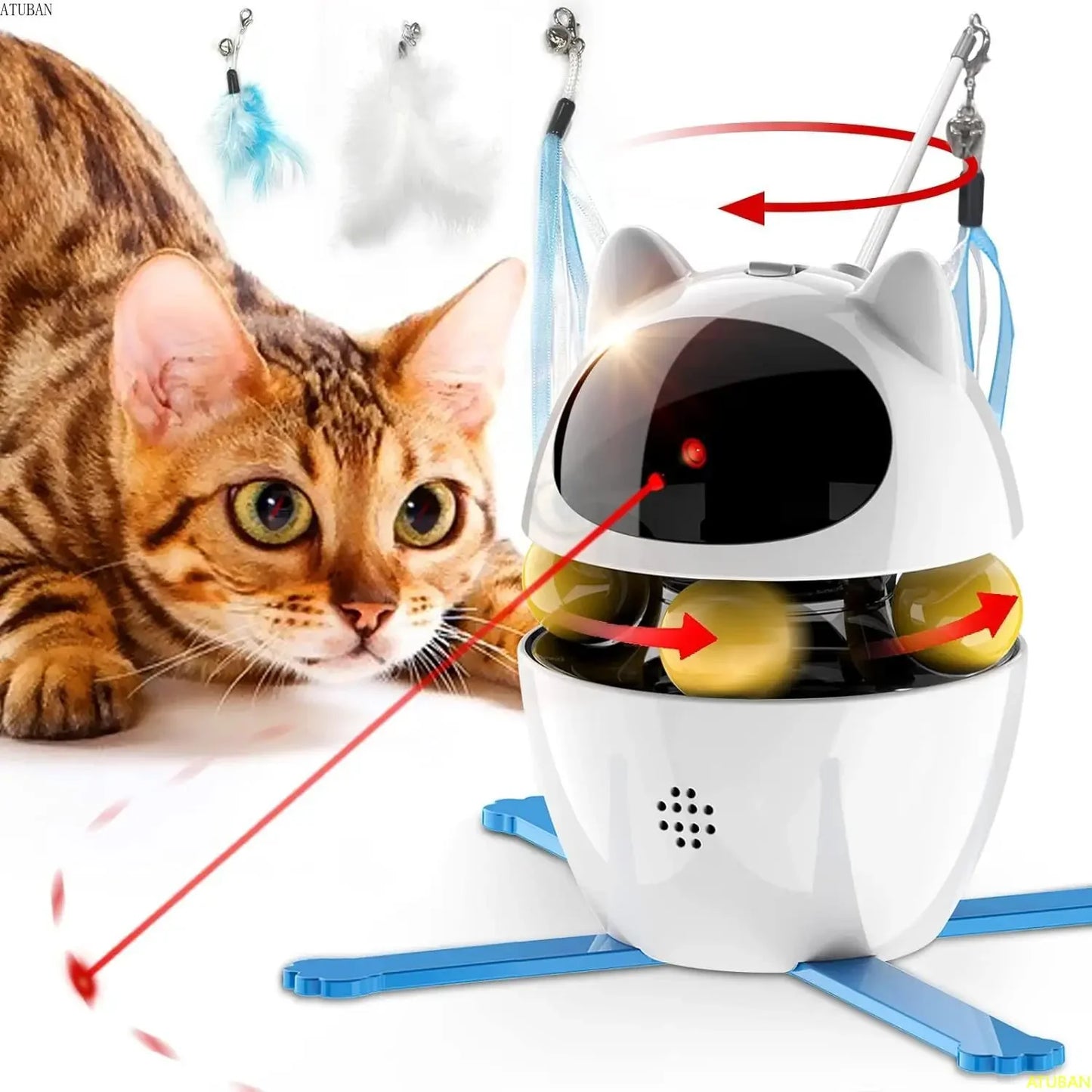 3-in-1 Automatic Interactive Cat Toy with Laser
