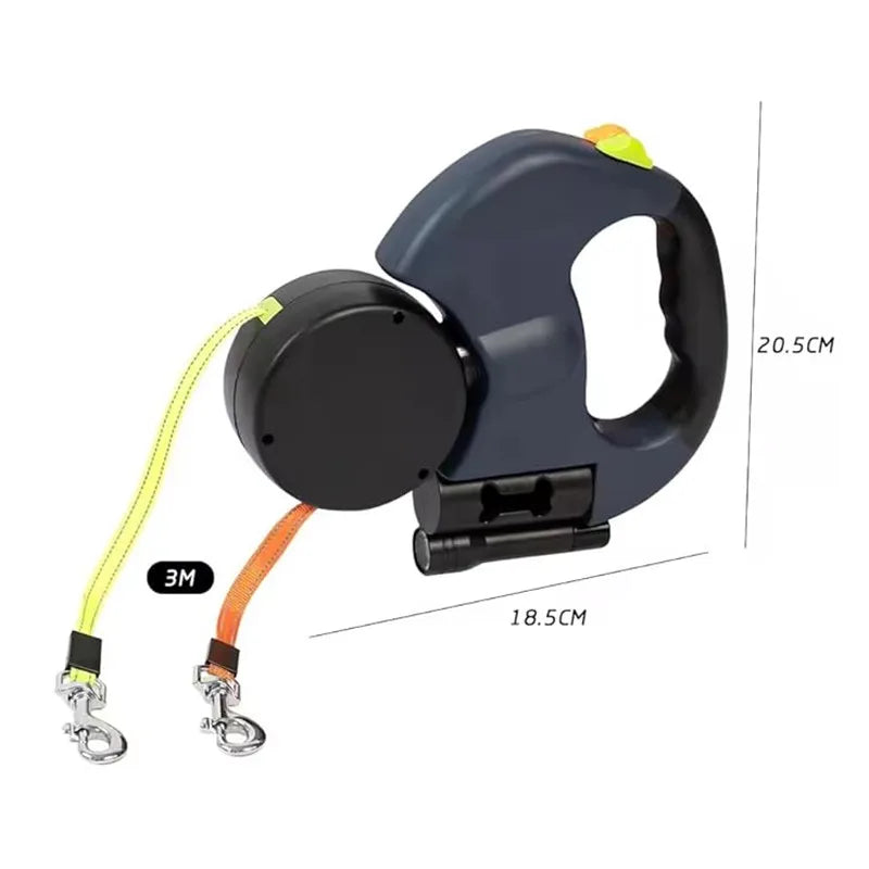 Double Retractable Dog Leash for Two Dogs