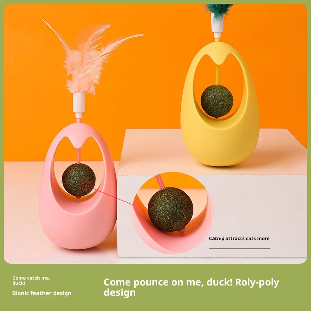 Mint Ball Feather Roly-Poly Cat Toy for Interactive Play