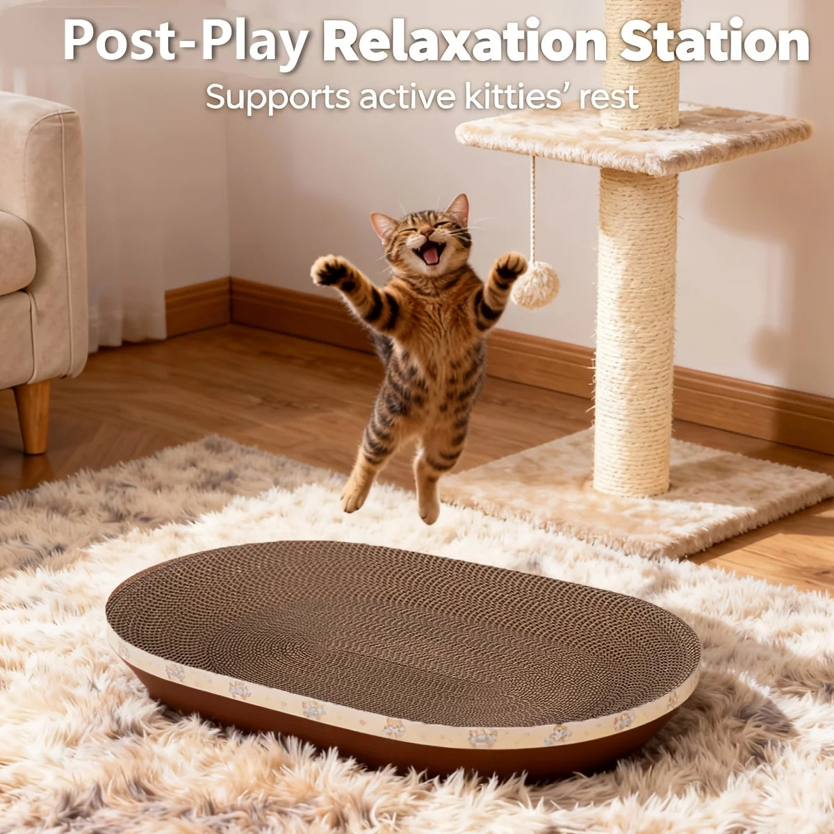 Oval Cardboard Cat Scratcher Pad