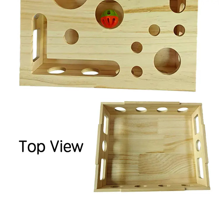 Wooden Cat Puzzle Box with Balls