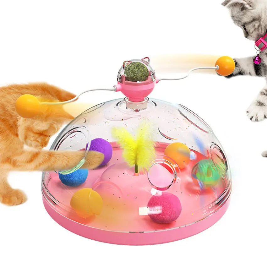 Interactive Multi-Function Cat Toy with Track Balls and Feather